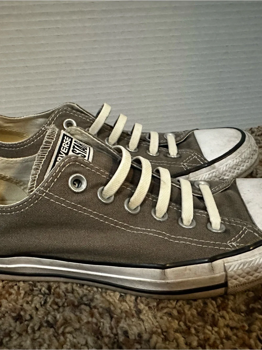 Converse Low Top Sneakers in Taupe and White